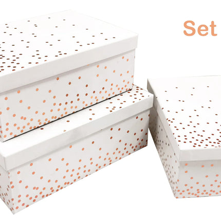 Bulk 2 White Gift Box Foiled Confetti set18 43x34x16cm