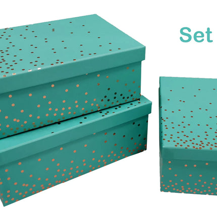 Bulk 2 Tiffany Green Gift Box Foiled Confetti set18 43x34x16cm