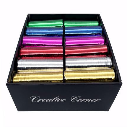bulk 24 Metallic Curling Ribbon on Spool 5mmx70m Assort.