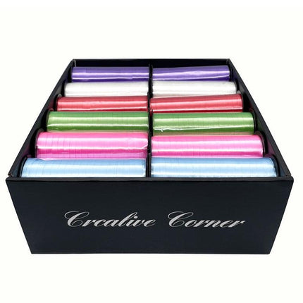 bulk 24 Satin Curling Ribbon On Spool 5mmx70m Assorted.