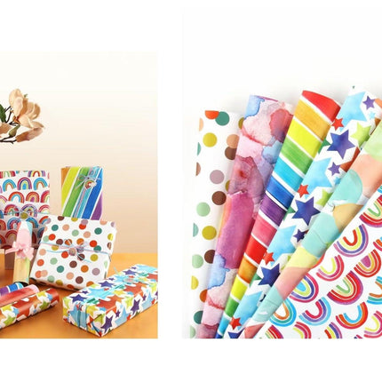 bulk 50 Cheerful Gift Wrap 70cmx3m 38mm Core.