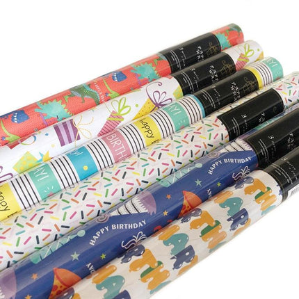 bulk 50 Happy Birthday Gift Wrap 70cmx3m 38mm Core.