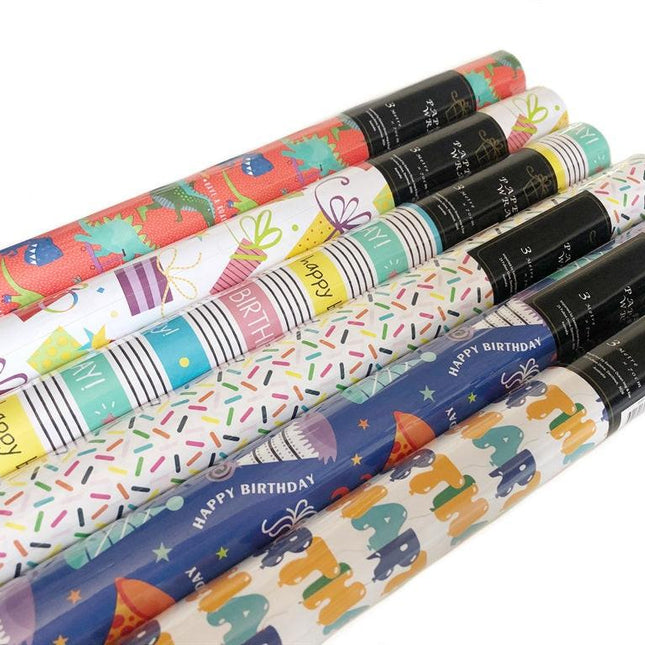 bulk 50 Happy Birthday Gift Wrap 70cmx3m 38mm Core.