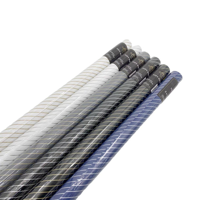 bulk 50 Mens Stripe Gift Wrap 70cmx3m 35mm Core.
