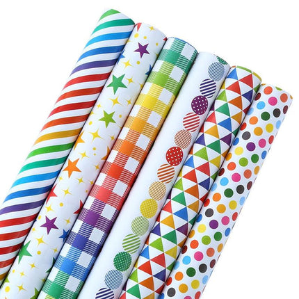 bulk 50 Colourful & Bright Gift Wrap 70cmx3m 38mm Core.