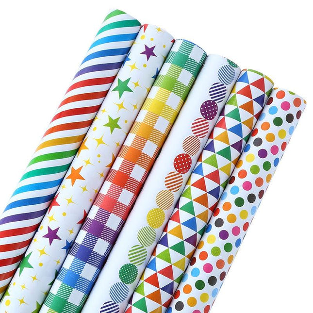 bulk 50 Colourful & Bright Gift Wrap 70cmx3m 38mm Core.