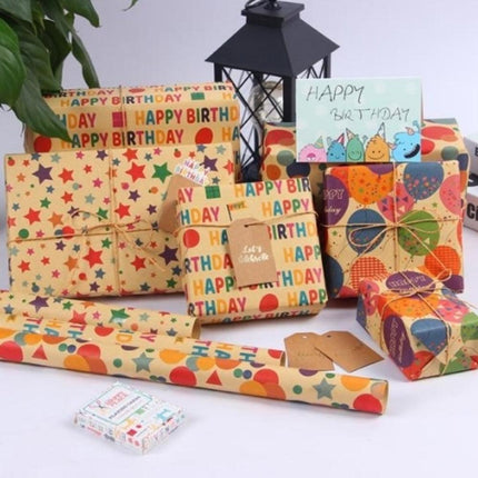 bulk 50 Kraft Everyday Designs Gift Wrap 300cm.