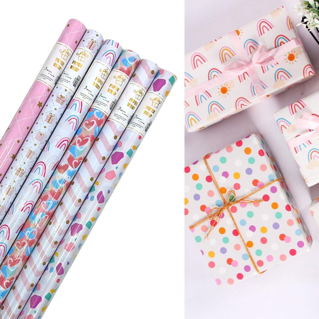 bulk 50 All About Pink Gift Wrap 70Cmx3M 38Mm Core.