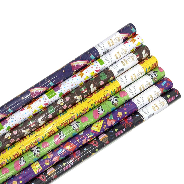 bulk 50 New Happy Birthday Gift Wrap 70Cmx3M 38Mm Core.