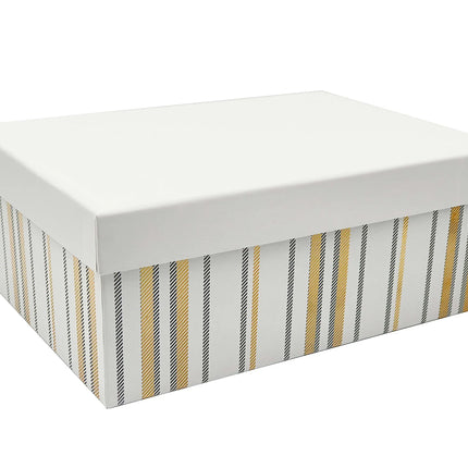 Bulk 2 Foiled Stripes White Gift Box Set 18 43x34x16cm