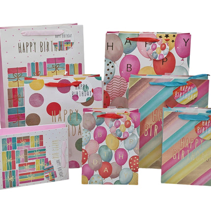 bulk 24 Xlarge Birthday Gift Bag Assort 42cm.