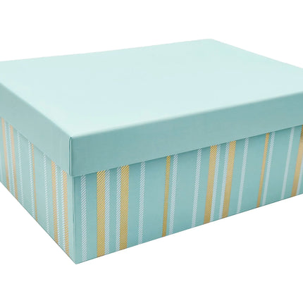 Bulk 2 Foiled Stripes Tiffany Blue Gift Box Set 18 43x34x16cm