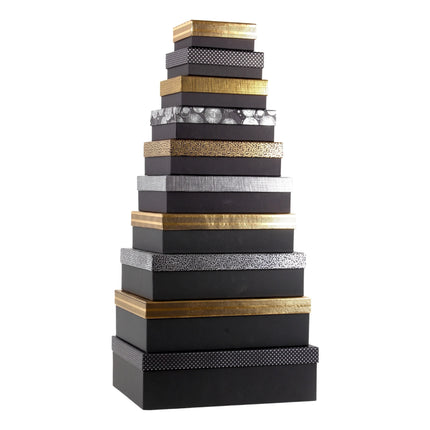 Bulk 3 Delux Gold Foil On Black Gift Box Set Of 10 37x27x11cm