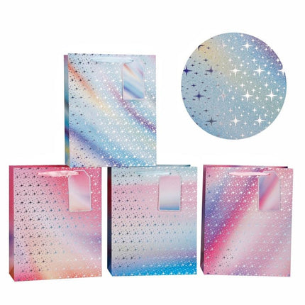 bulk 24 Medium Galaxy Gift Bag Foiled Assort 23cm.