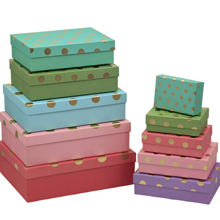 Bulk 3 Colourful Foiled Polka Dots Gift Box Set 10 37x27x11cm