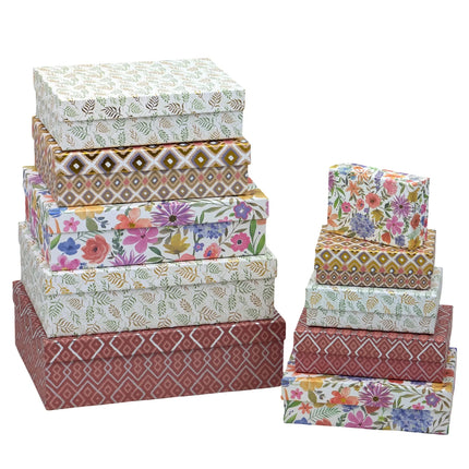 Bulk 3 Floral Foiled Gift Box Set 10 37x27x11cm