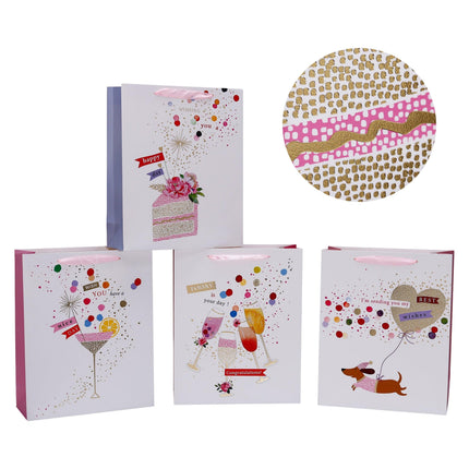 bulk 24 XLarge Festive Cheers Gift Bag Assort 30x42cm.