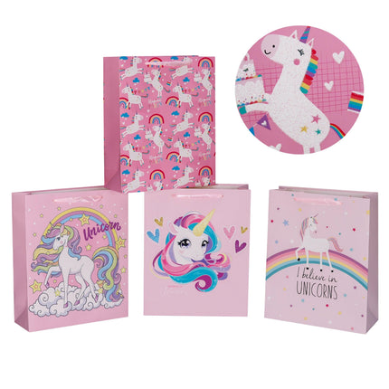 bulk 24 Large Unicorn Dreams Gift Bag Assort 26x32cm.