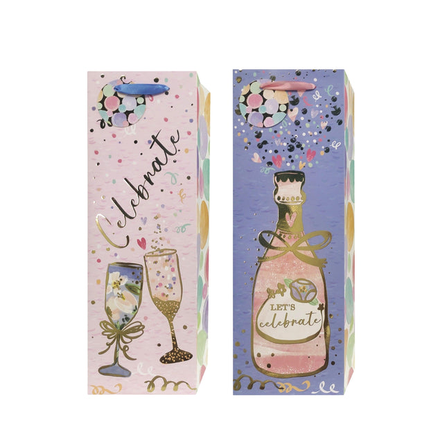 bulk 24 Celebration Sips For Female Bottle Gift Bag Assort 12x36cm.