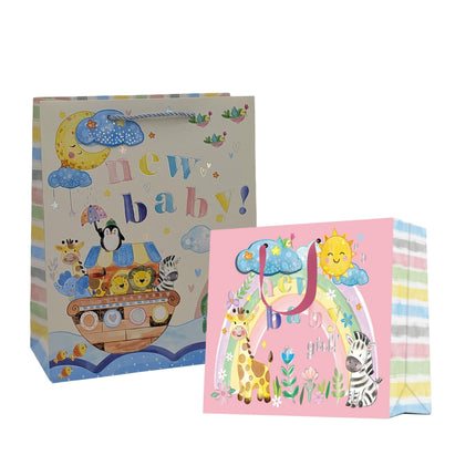 bulk 24 Large Welcome Baby Gift Bag 2 Asst 26x32cm.