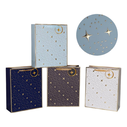 bulk 24 Medium Night Sky Gift Bag Foiled 4 Asst 18x23cm.