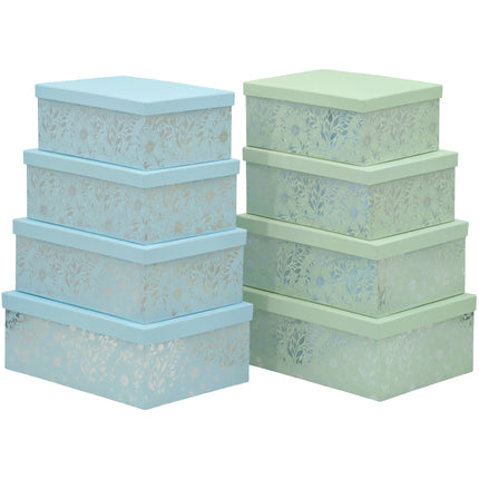 Bulk 2 Silver Foiled Floral Gift Box set18 43x34x16cm 2 Asst Cols