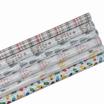 Bulk 50 Trendy Xmas Wrap 70cm X 5mtr Asst