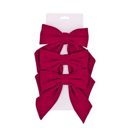 Xmas Burgundy Bow pk3 16x22cm