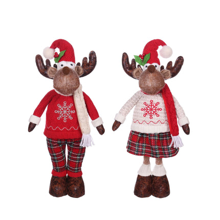 Bulk 6 Xmas Standing Deer 20x13x51cm 2 Asst