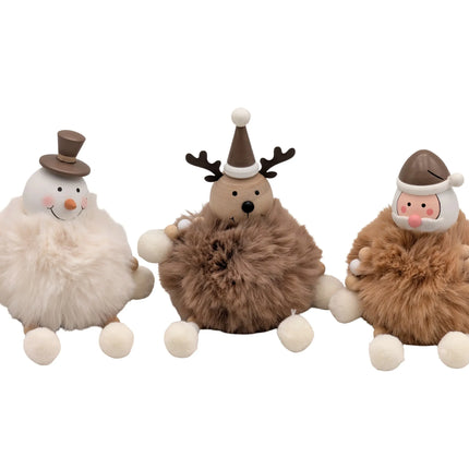 Bulk 24 Xmas Reindeer Snowman & Santa Deco 8.5x8.5x13.5cm 3 Asst