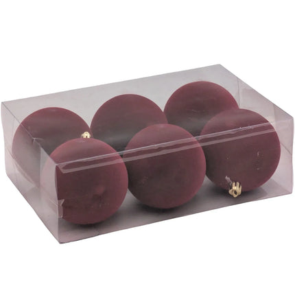 Bulk 8 Xmas Burgundy Velvet Ornament pk6 d8cm
