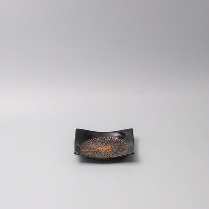 Plate Square 13.5cm Bronze Converging Glaze.