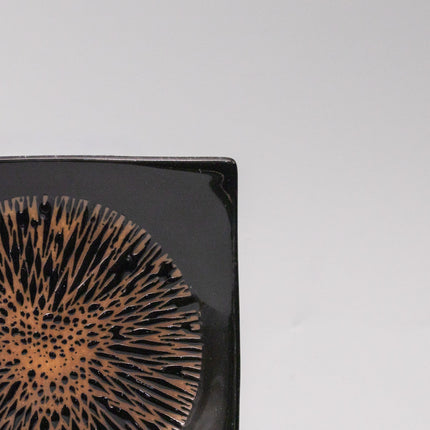 Plate Square 13.5cm Bronze Converging Glaze.