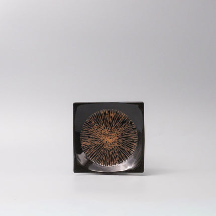 Plate Square 13.5cm Bronze Converging Glaze.