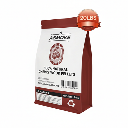 ASMOKE 100% Natural Cherry Wood BBQ Smoker Pellets (9kg / 20lbs).