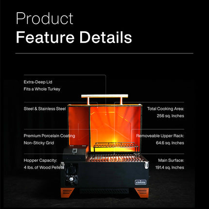 Asmoke AS350 Portable Wood Pellet Grill - Cyder Black.