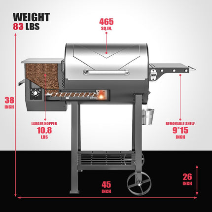 Asmoke AS500N-2 WOOD PELLET GRILL SILVER.