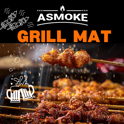ASMOKE Premium Copper & Black BBQ Grill Mats (2-Pack) - Non-Stick PTFE Coating, Cooking Mats| Reusable and Easy to Clean.