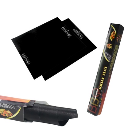 ASMOKE Premium Copper & Black BBQ Grill Mats (2-Pack) - Non-Stick PTFE Coating, Cooking Mats| Reusable and Easy to Clean.
