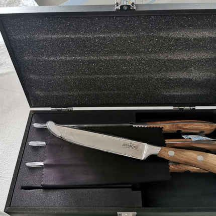 ASMOKE STEAK KNIFE SET OF 4,PAKKAWOOD HANDLE.