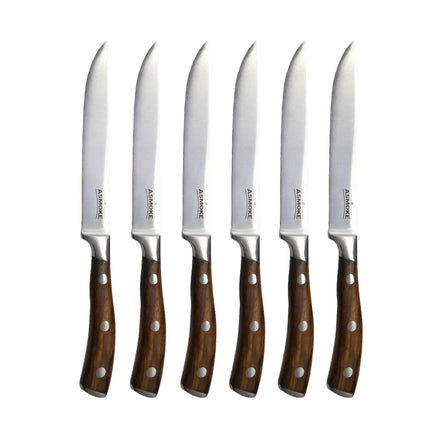 ASMOKE STEAK KNIFE SET OF 4,PAKKAWOOD HANDLE.
