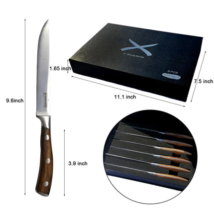 ASMOKE STEAK KNIFE SET OF 4,PAKKAWOOD HANDLE.