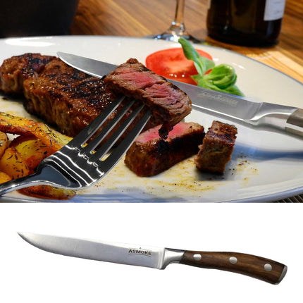 ASMOKE STEAK KNIFE SET OF 4,PAKKAWOOD HANDLE.