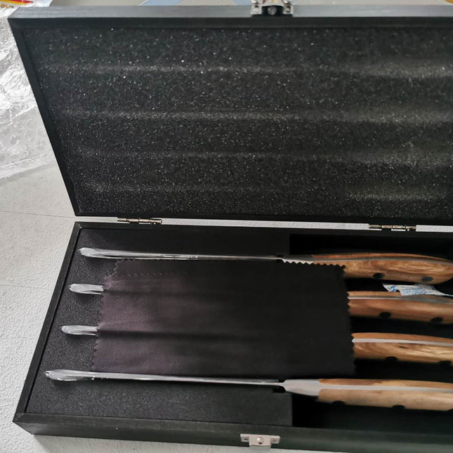 ASMOKE STEAK KNIFE SET OF 4,PAKKAWOOD HANDLE.