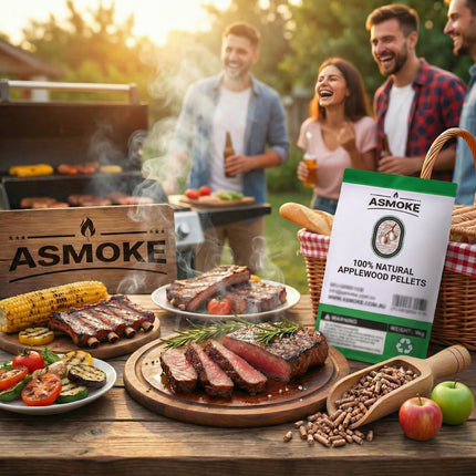 ASMOKE 19kg (40lbs) Premium Apple Wood BBQ Smoker Pellets Bulk Bundle (8 x 2.27kg Bags).