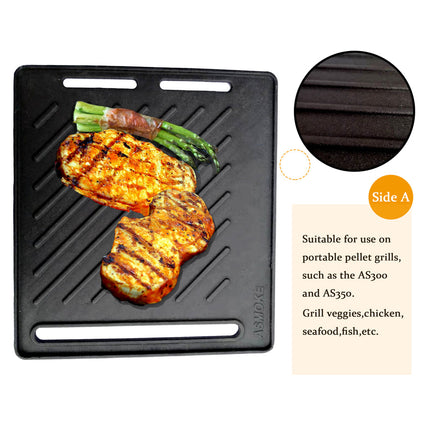 ASMOKE Pre-Seasoned Matte Enamel Cast Iron Reversible Grill/Griddle.
