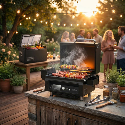 ASMOKE Essential Portable Wood Pellet Grill & Smart Smoker with 47L Premium Mini Fridge Bundle.