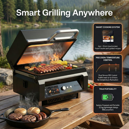 ASMOKE Essential Portable Wood Pellet Grill & 47L Mini Fridge Bundle + 5lb Apple Wood Pellets.