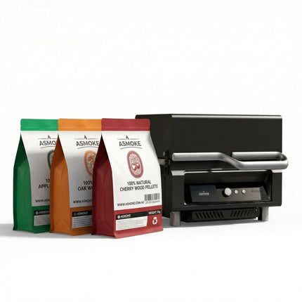 ASMOKE Essential Portable Smart Pellet Grill & Smoker + Assorted Flavors 20LBs (9kg) Premium Wood Pellets (Oak/Cherry/Apple).