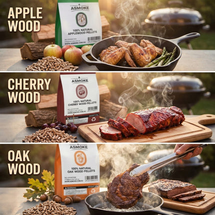 ASMOKE Essential Portable Smart Pellet Grill & Smoker + Assorted Flavors 20LBs (9kg) Premium Wood Pellets (Oak/Cherry/Apple).